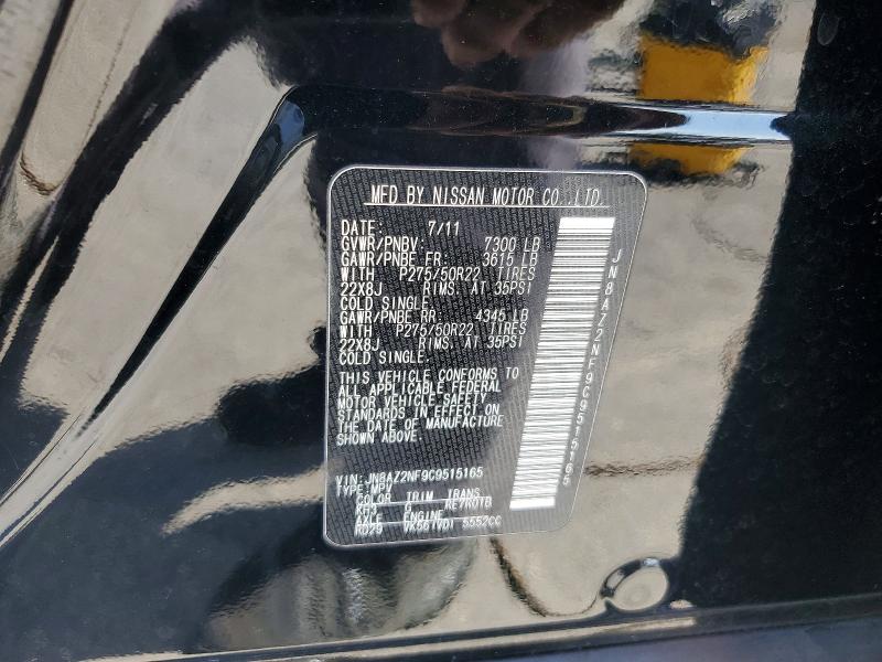 Aukcja sprzedaży 2012 Infiniti Qx56, vin: JN8AZ2NF9C9515165, numer aukcji: 61483296