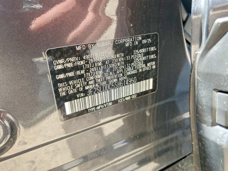 2025 Subaru Forester მანქანა იყიდება აუქციონზე, vin: JF2SLDDC5SH614950, აუქციონის ნომერი: 62851666