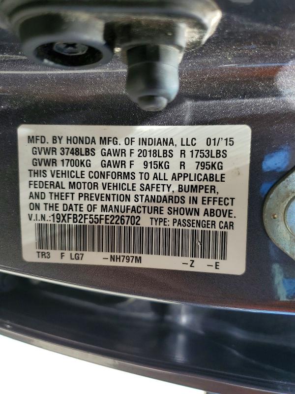 Продажа на аукционе авто 2015 Honda Civic, vin: 19XFB2F55FE226702, номер лота: 60081106