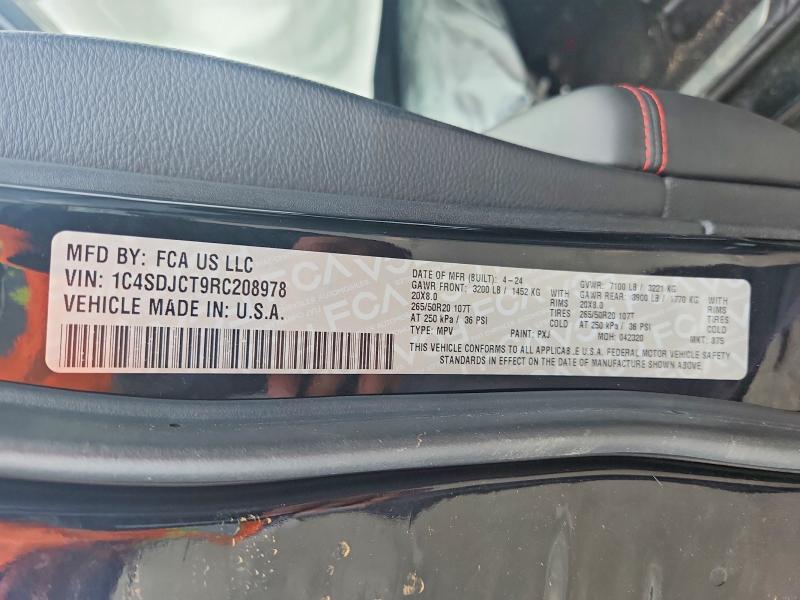 63403506 :رقم المزاد ، 1C4SDJCT9RC208978 vin ، 2024 Dodge Durango مزاد بيع