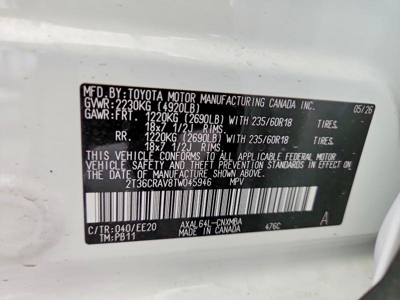 2026 Toyota Rav4 მანქანა იყიდება აუქციონზე, vin: 2T36CRAV8TW045946, აუქციონის ნომერი: 60921856