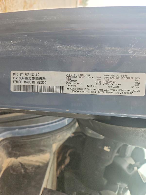 61497876 :رقم المزاد ، 3C6FRVJG4ME503589 vin ، 2021 Ram Promaster 3500 مزاد بيع