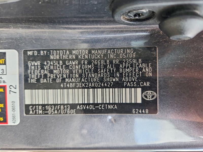 2010 Toyota Camry მანქანა იყიდება აუქციონზე, vin: 4T4BF3EK2AR024427, აუქციონის ნომერი: 63168096