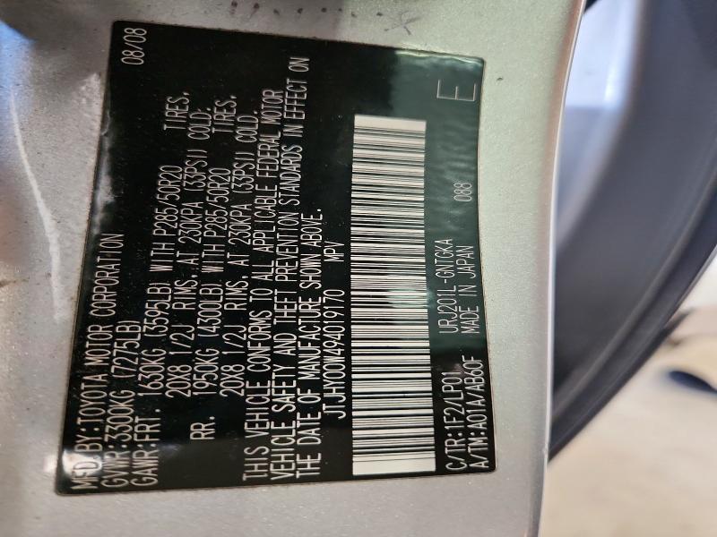 Продаж на аукціоні авто 2009 Lexus Lx, vin: JTJHY00W494019170, номер лоту: 59263416