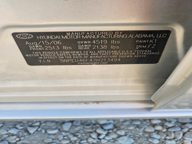 Продажа на аукционе авто 2007 Hyundai Sonata, vin: 5NPEU46F47H213494, номер лота: 58219776