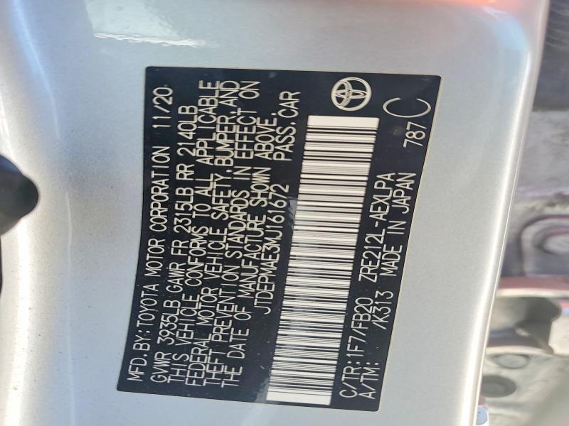 Aukcja sprzedaży 2021 Toyota Corolla, vin: JTDEPMAE3MJ161672, numer aukcji: 61693396