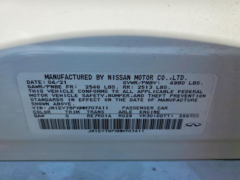 Продаж на аукціоні авто 2021 Infiniti Q50, vin: JN1EV7BPXMM707411, номер лоту: 59249496