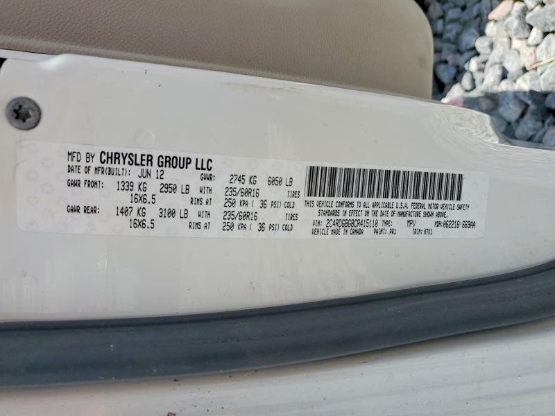 Продажа на аукционе авто 2012 Dodge Grand Caravan, vin: 2C4RDGBG8CR415110, номер лота: 59808216