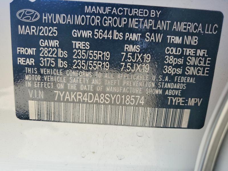 2025 Hyundai Ioniq 5 მანქანა იყიდება აუქციონზე, vin: 7YAKR4DA8SY018574, აუქციონის ნომერი: 62871416