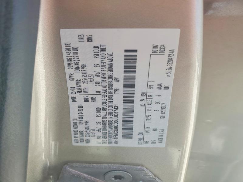 Продажа на аукционе авто 2018 Ford Escape, vin: 1FMCU0GD0JUC67431, номер лота: 62115976