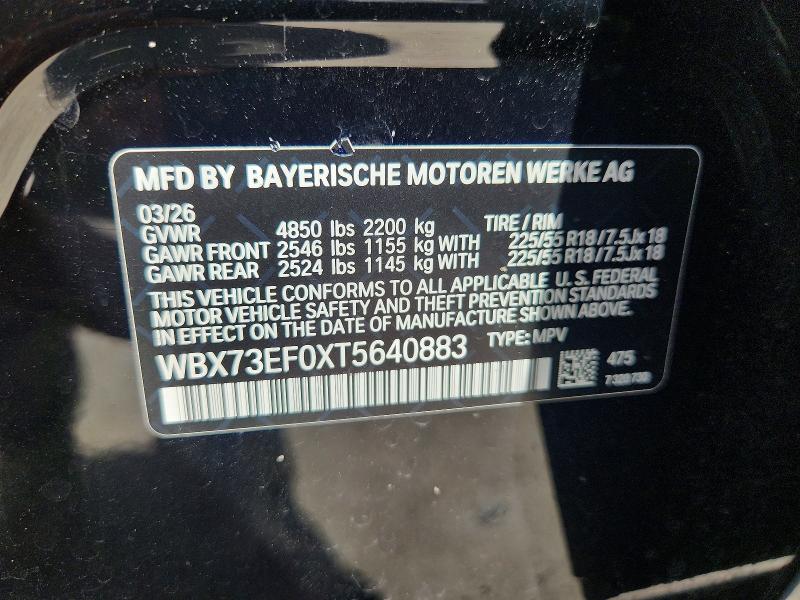 2026 Bmw X1 მანქანა იყიდება აუქციონზე, vin: WBX73EF0XT5640883, აუქციონის ნომერი: 61388916