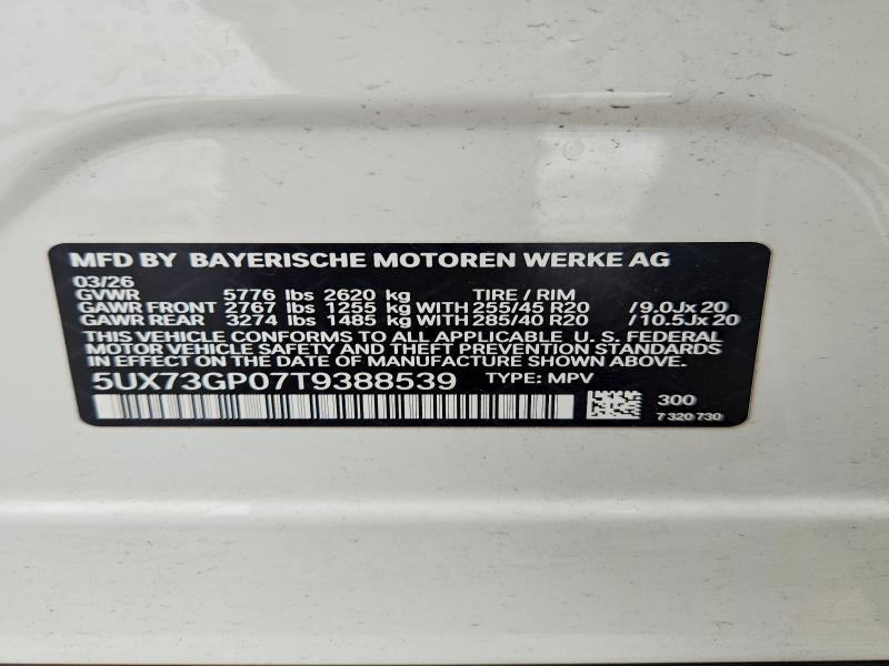 Aukcja sprzedaży 2026 Bmw X3, vin: 5UX73GP07T9388539, numer aukcji: 61786926