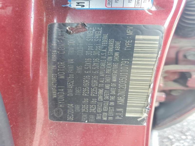 61377166 :رقم المزاد ، KM8JN12D35U110791 vin ، 2005 Hyundai Tucson مزاد بيع