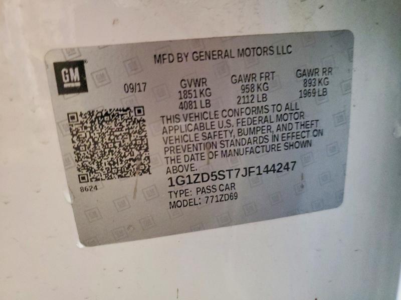 Продажа на аукционе авто 2018 Chevrolet Malibu, vin: 1G1ZD5ST7JF144247, номер лота: 62258806