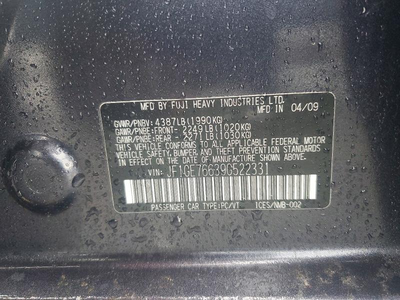 Продаж на аукціоні авто 2009 Subaru Impreza, vin: JF1GE76639G522331, номер лоту: 59664056