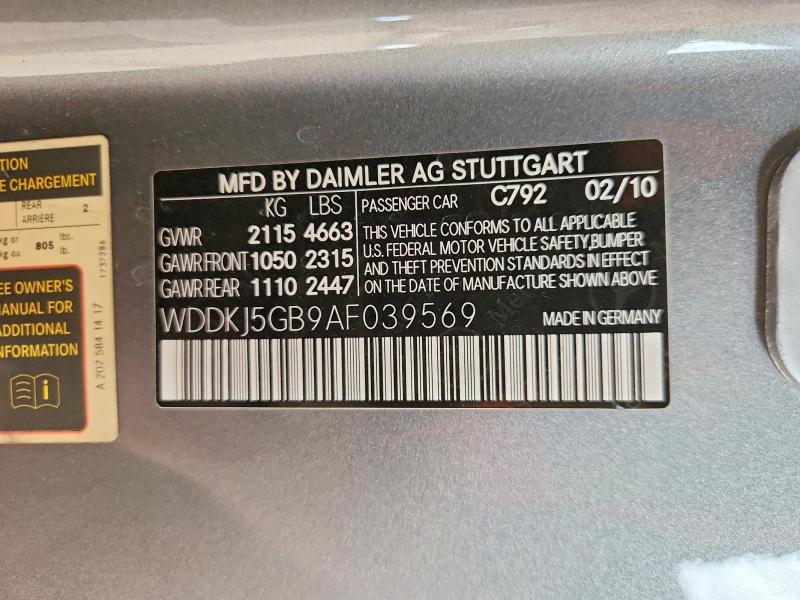 Aukcja sprzedaży 2010 Mercedes-benz E, vin: WDDKJ5GB9AF039569, numer aukcji: 60653216
