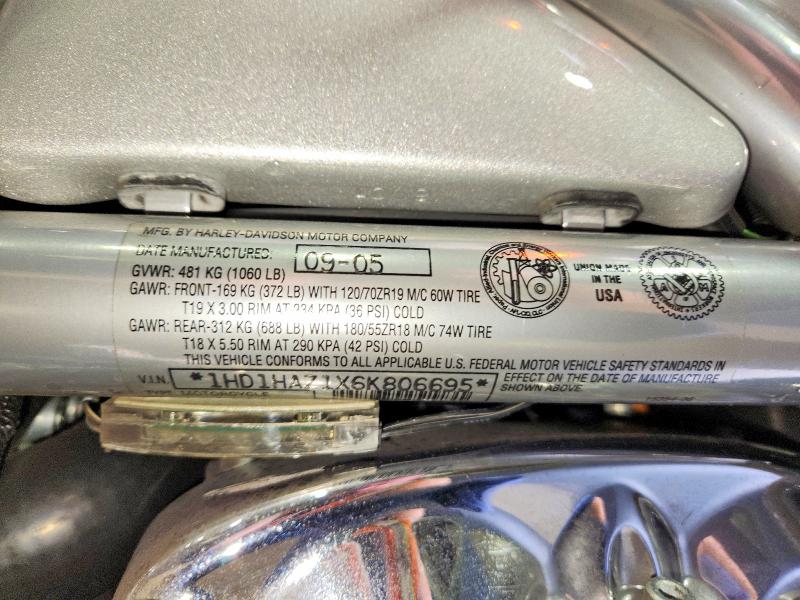 2006 Harley-davidson Vrsca მანქანა იყიდება აუქციონზე, vin: 1HD1HAZ1X6K806695, აუქციონის ნომერი: 62251686