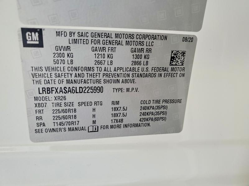 Aukcja sprzedaży 2020 Buick Envision, vin: LRBFXASA6LD225990, numer aukcji: 60215216