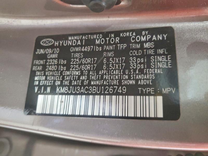 62025626 :رقم المزاد ، KM8JU3AC3BU126749 vin ، 2011 Hyundai Tucson مزاد بيع