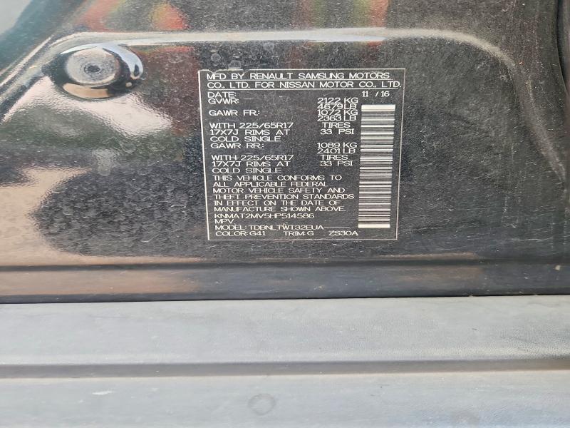 Auction sale of the 2017 Nissan Rogue, vin: KNMAT2MV5HP514586, lot number: 60993506
