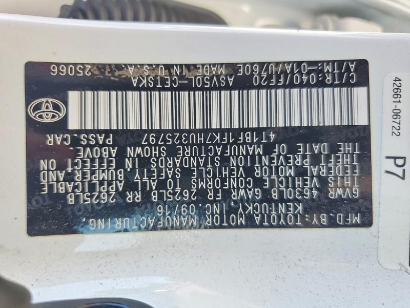 Aukcja sprzedaży 2017 Toyota Camry, vin: 4T1BF1FK7HU325797, numer aukcji: 59676216