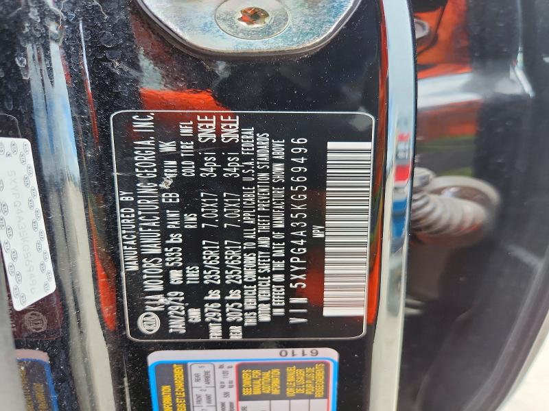 Aukcja sprzedaży 2019 Kia Sorento, vin: 5XYPG4A35KG569496, numer aukcji: 59866386