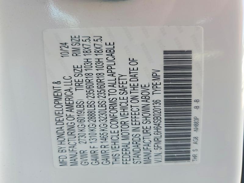 Продаж на аукціоні авто 2025 Honda Odyssey, vin: 5FNRL6H64SB020136, номер лоту: 59899016