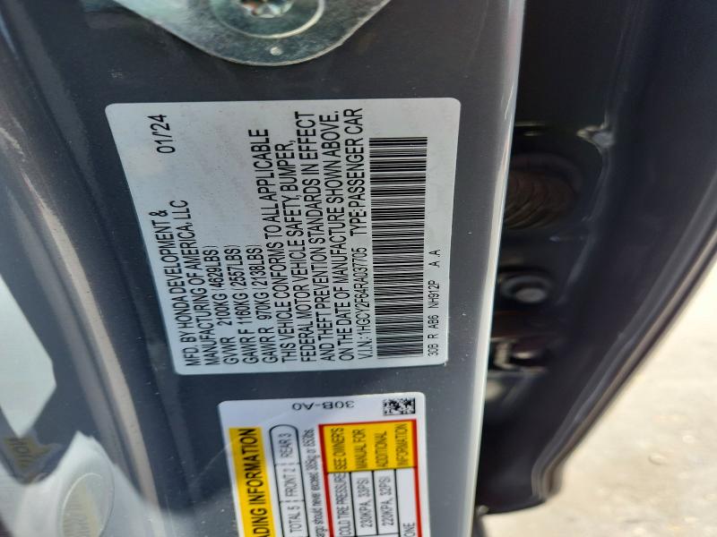 62157516 :رقم المزاد ، 1HGCY2F64RA037705 vin ، 2024 Honda Accord مزاد بيع