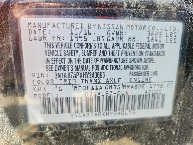 Aukcja sprzedaży 2017 Nissan Sentra, vin: 3N1AB7APXHY240695, numer aukcji: 59005926