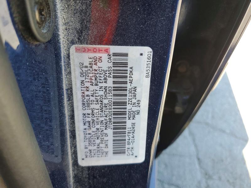 61666656 :رقم المزاد ، JTDBR32E830011583 vin ، 2003 Toyota Corolla مزاد بيع