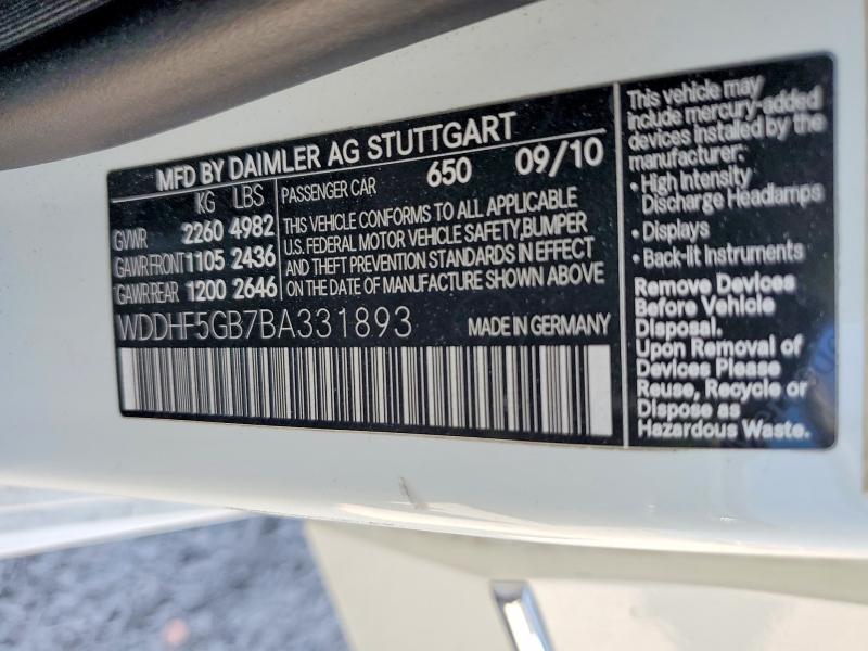 60465846 :رقم المزاد ، WDDHF5GB7BA331893 vin ، 2011 Mercedes-benz E350 مزاد بيع
