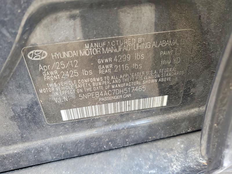Продажа на аукционе авто 2013 Hyundai Sonata, vin: 5NPEB4AC7DH517465, номер лота: 59611586