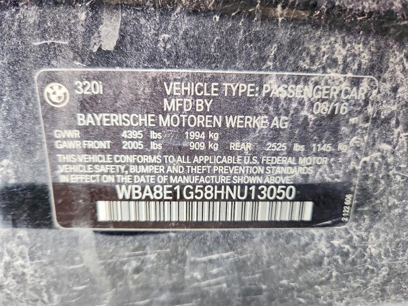 2017 Bmw 320 მანქანა იყიდება აუქციონზე, vin: WBA8E1G58HNU13050, აუქციონის ნომერი: 59726186