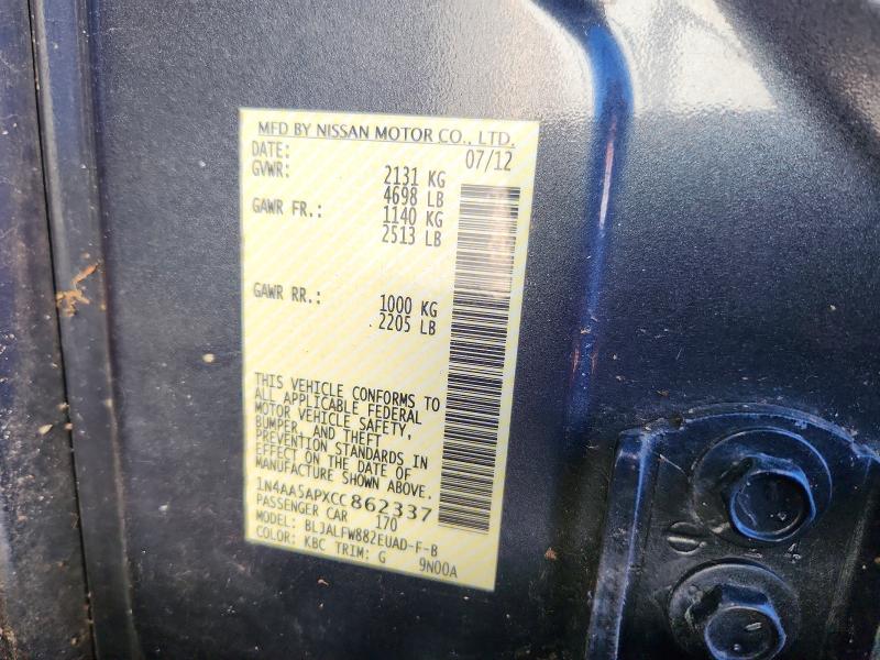 Aukcja sprzedaży 2012 Nissan Maxima, vin: 1N4AA5APXCC862337, numer aukcji: 60267136