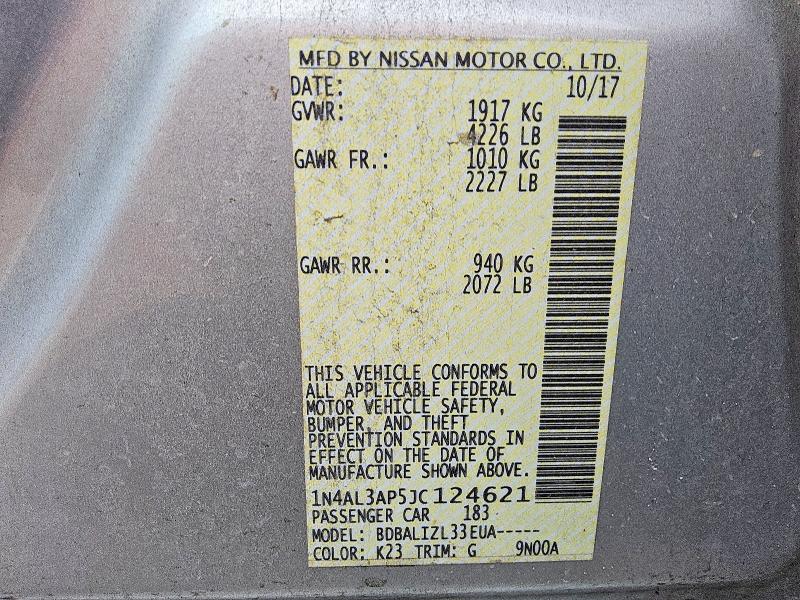 60908056 :رقم المزاد ، 1N4AL3AP5JC124621 vin ، 2018 Nissan Altima مزاد بيع