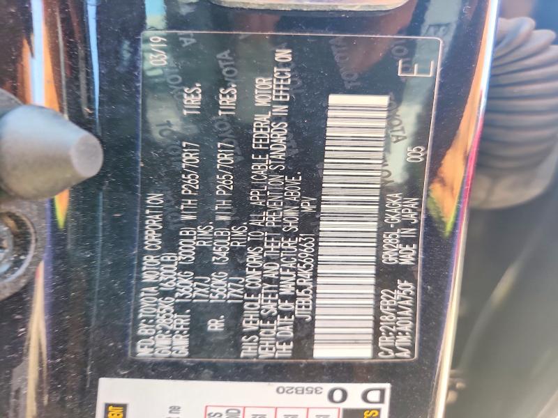 Auction sale of the 2019 Toyota 4runner, vin: JTEBU5JR4K5696631, lot number: 61247136
