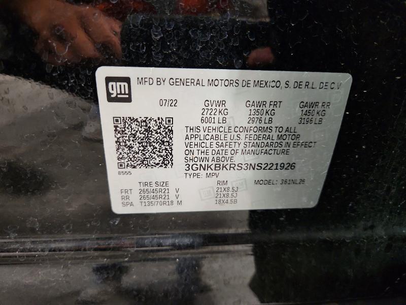 Aukcja sprzedaży 2022 Chevrolet Blazer, vin: 3GNKBKRS3NS221926, numer aukcji: 59161996