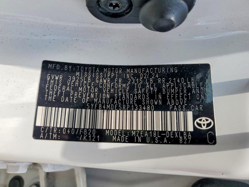 Продаж на аукціоні авто 2024 Toyota Corolla, vin: 5YFB4MDE5RP133480, номер лоту: 59693726