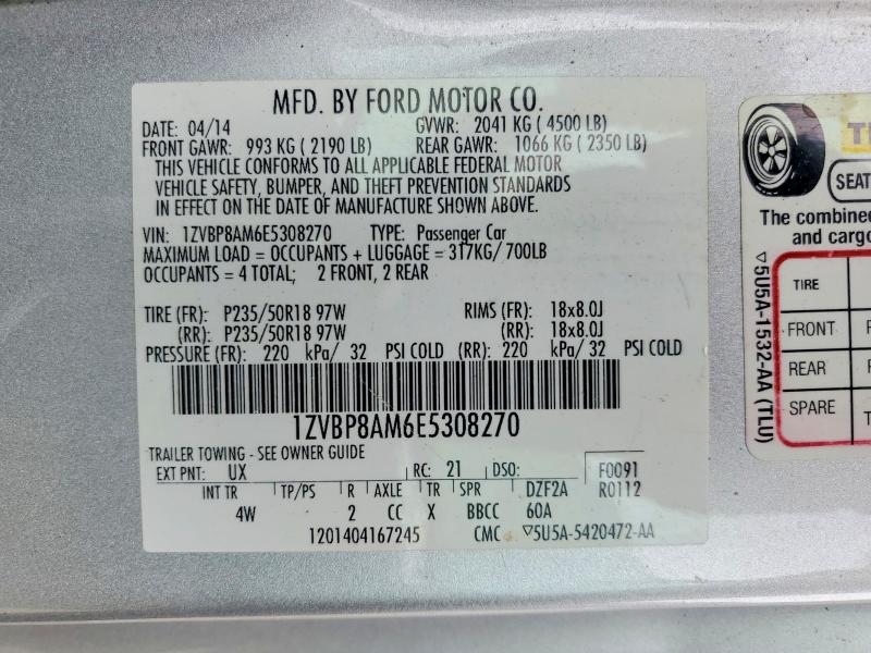 Продажа на аукционе авто 2014 Ford Mustang, vin: 1ZVBP8AM6E5308270, номер лота: 62812516