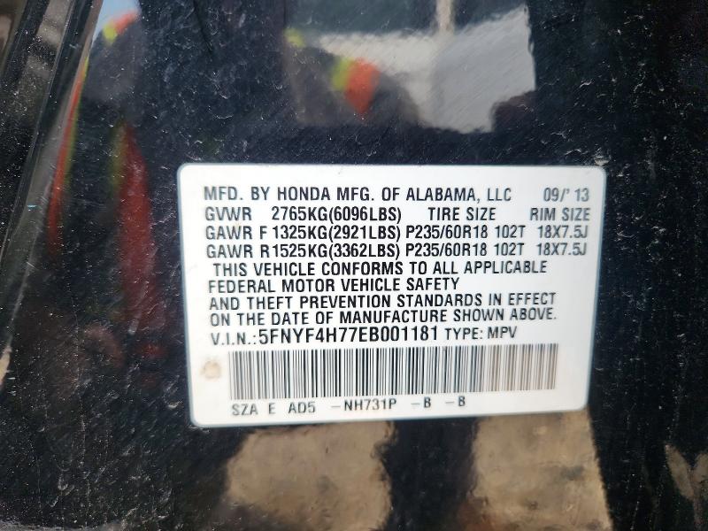 60010796 :رقم المزاد ، 5FNYF4H77EB001181 vin ، 2014 Honda Pilot مزاد بيع