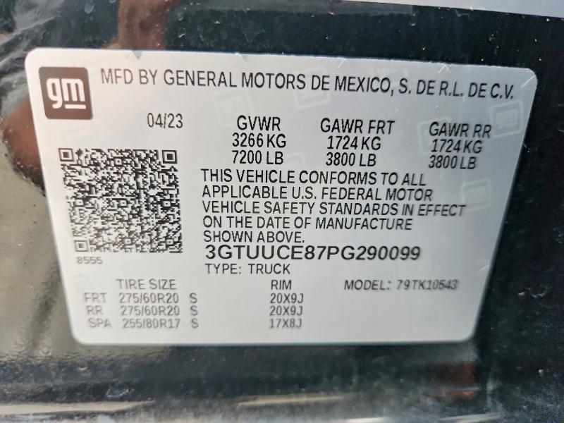 Aukcja sprzedaży 2023 Gmc Sierra, vin: 3GTUUCE87PG290099, numer aukcji: 60843566