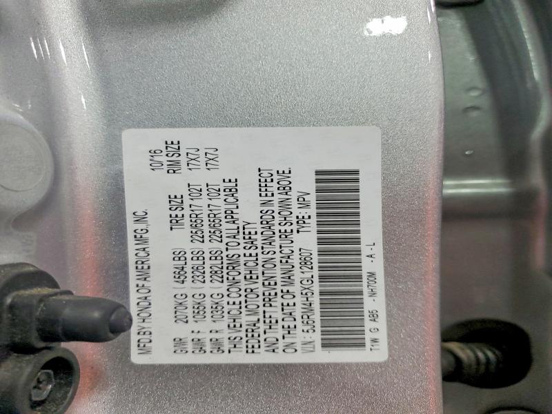Aukcja sprzedaży 2016 Honda Cr-v, vin: 5J6RM4H5XGL128607, numer aukcji: 59287956