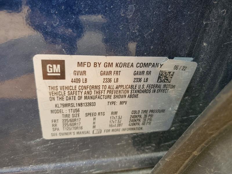 Продажа на аукционе авто 2022 Chevrolet Trailblazer, vin: KL79MRSL1NB133933, номер лота: 61158076