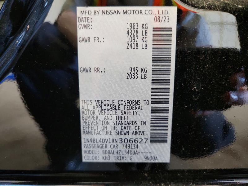 2024 Nissan Altima მანქანა იყიდება აუქციონზე, vin: 1N4BL4DV1RN306627, აუქციონის ნომერი: 62861206