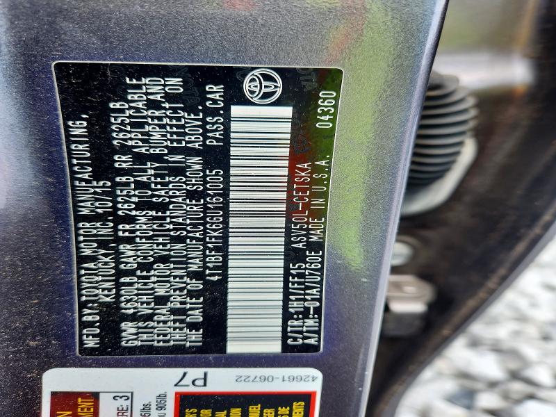 2016 Toyota Camry მანქანა იყიდება აუქციონზე, vin: 4T1BF1FK6GU161005, აუქციონის ნომერი: 60407766