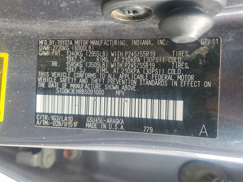 Продаж на аукціоні авто 2011 Toyota Highlander, vin: 5TDDK3EH8BS091000, номер лоту: 60201786