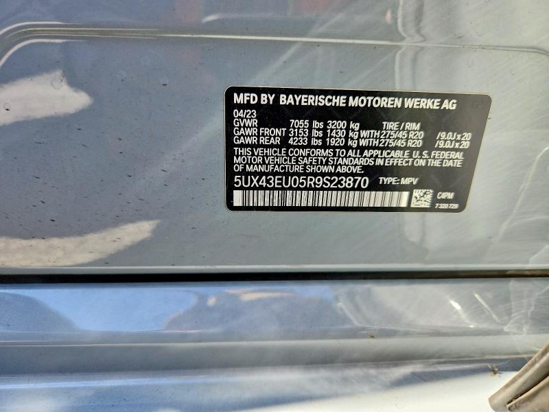 61972696 :رقم المزاد ، 5UX43EU05R9S23870 vin ، 2024 Bmw X5 مزاد بيع