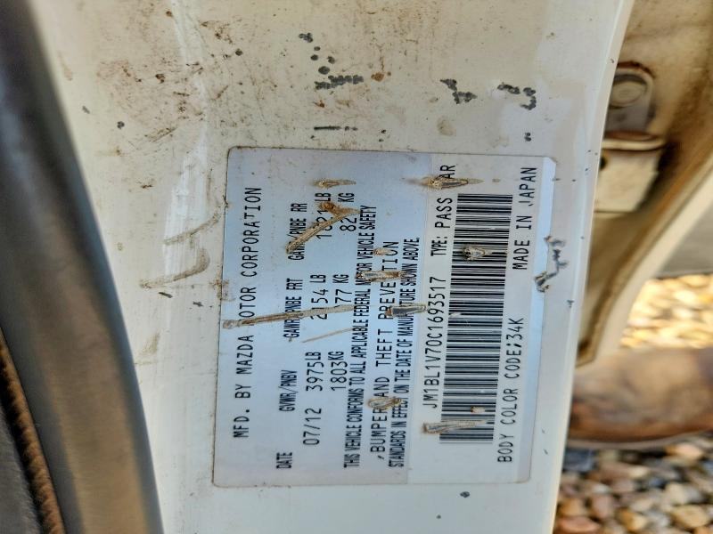 2012 Mazda 3 მანქანა იყიდება აუქციონზე, vin: JM1BL1V70C1693517, აუქციონის ნომერი: 60003656
