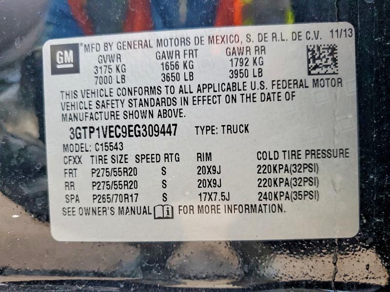 59166856 :رقم المزاد ، 3GTP1VEC9EG309447 vin ، 2014 Gmc Sierra مزاد بيع