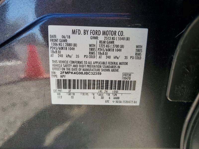 Продаж на аукціоні авто 2018 Ford Edge, vin: 2FMPK4G98JBC32359, номер лоту: 63383326